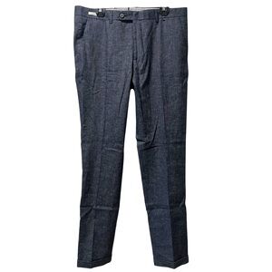 Paoloni pants Men’s Size 52 ( 37” ) Blue Tweed Dress Cuffed Cotton Polyester NEW